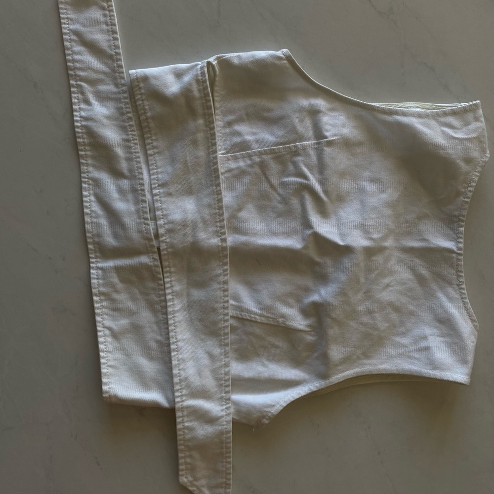 Intermix White Button Down Tie-Back Top Size S - image 3